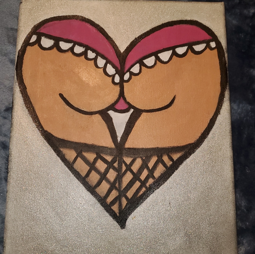 Acrylic booty heart painting